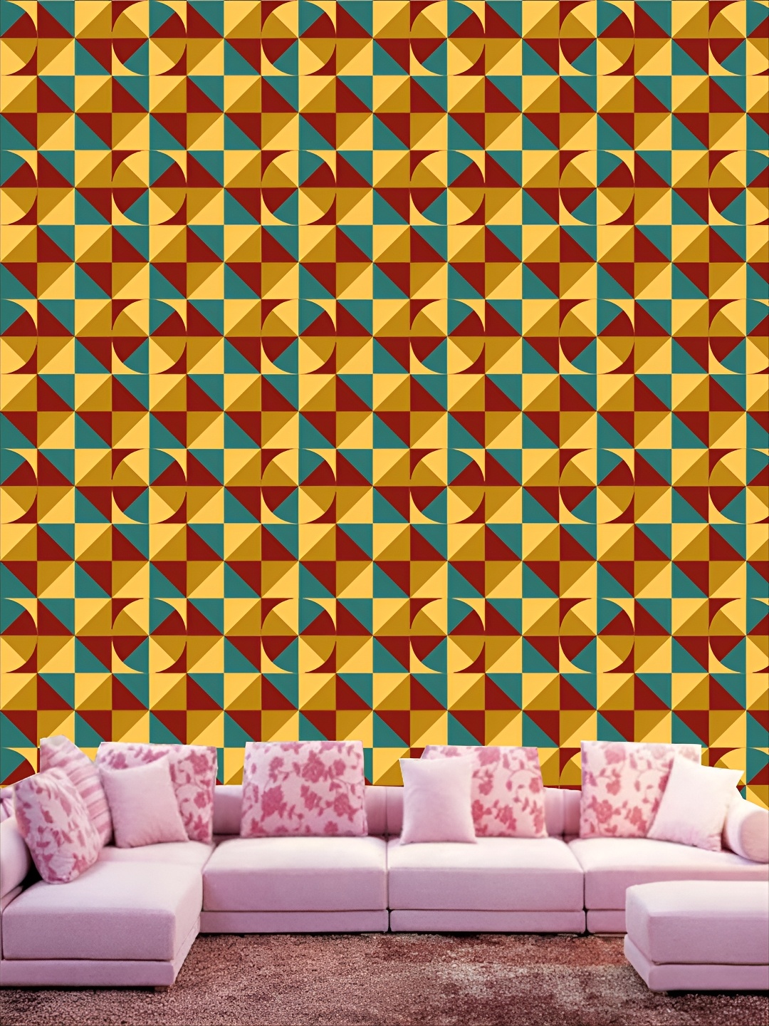 

KSHIRSA Yellow & Maroon Printed Self-Adhesive 3D Wallpaper