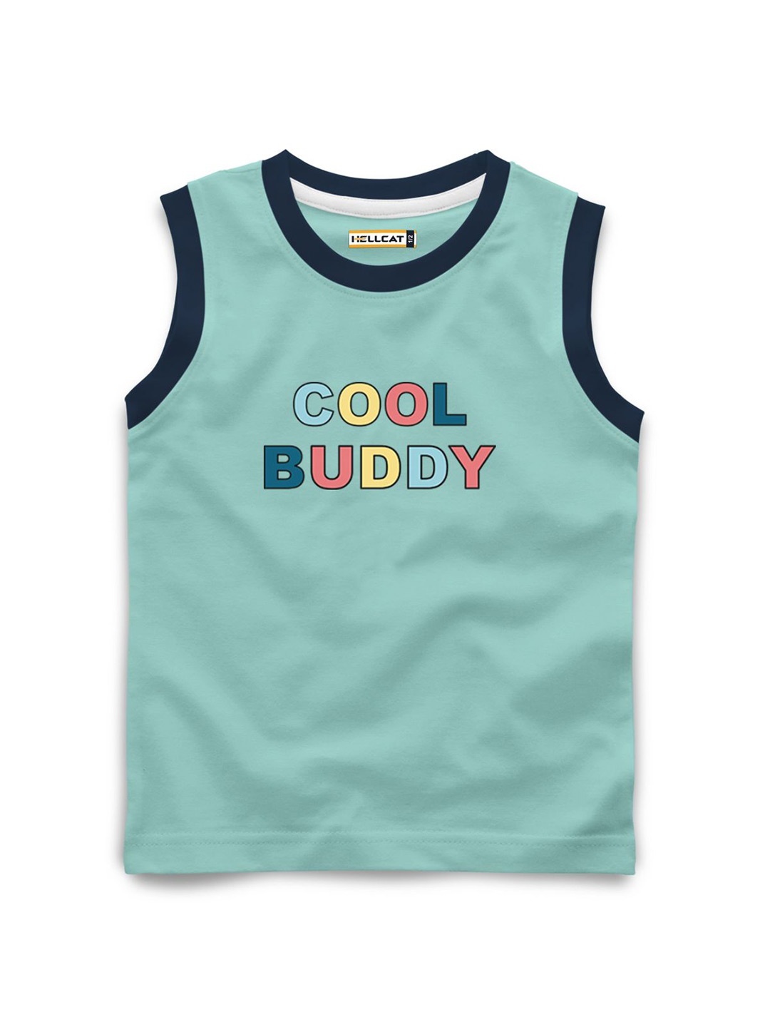 

HELLCAT Girls Trendy Neo Mint Blue Sleeveless Printed T-shirt for Infants & Girls, Sea green