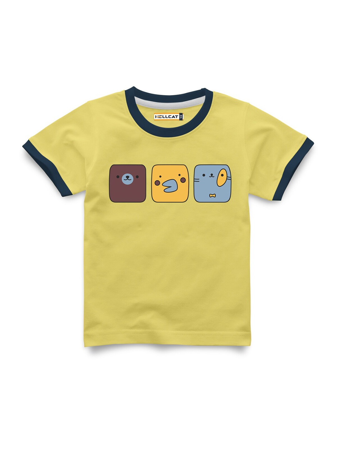 

HELLCAT Girls Typography Applique T-shirt, Yellow