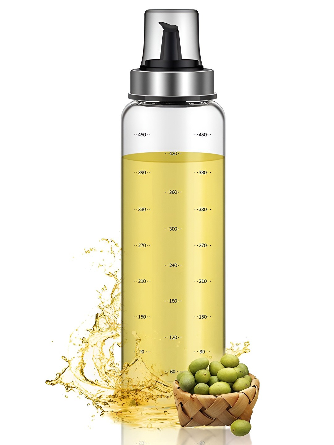 

P-Plus International Transparent & Black Glass Dishwasher Safe Oil Dispenser 500 ml