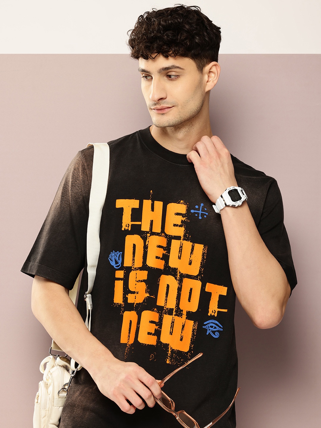 

Kook N Keech Men Typography Printed Oversized T-shirt, Black