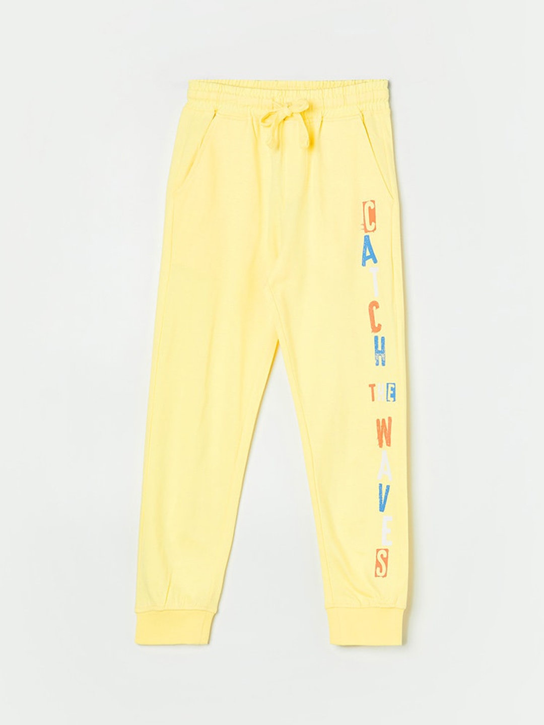 

Fame Forever by Lifestyle Boys Printed Pure Cotton Joggers, Yellow