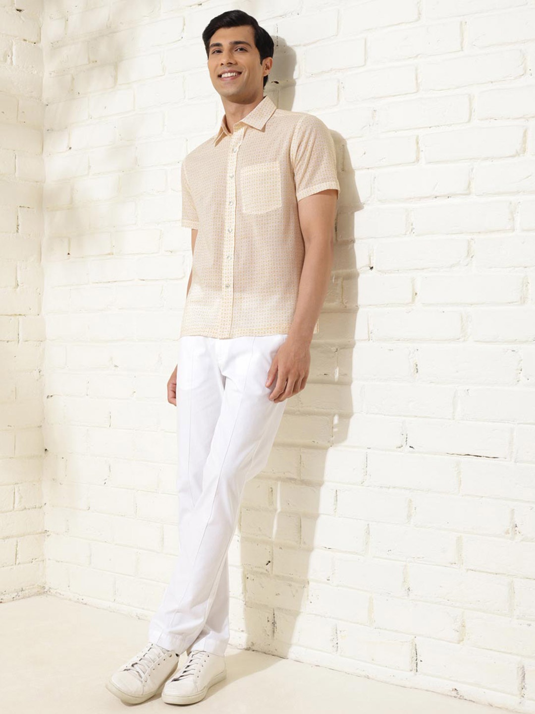 

Fabindia Printed Cotton Opaque Casual Shirt, White