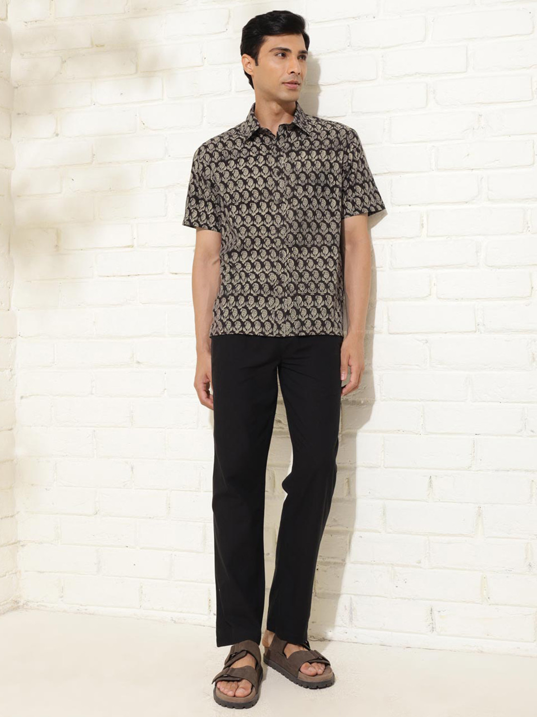 

Fabindia Men Opaque Printed Casual Shirt, Black