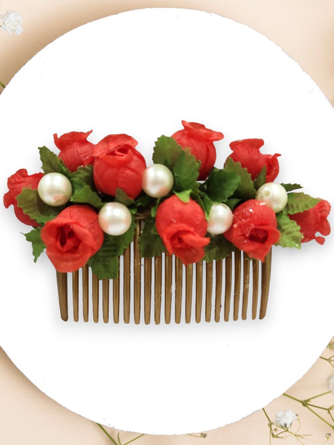 

Hair Flare Women Embellished Comb Pin, Red