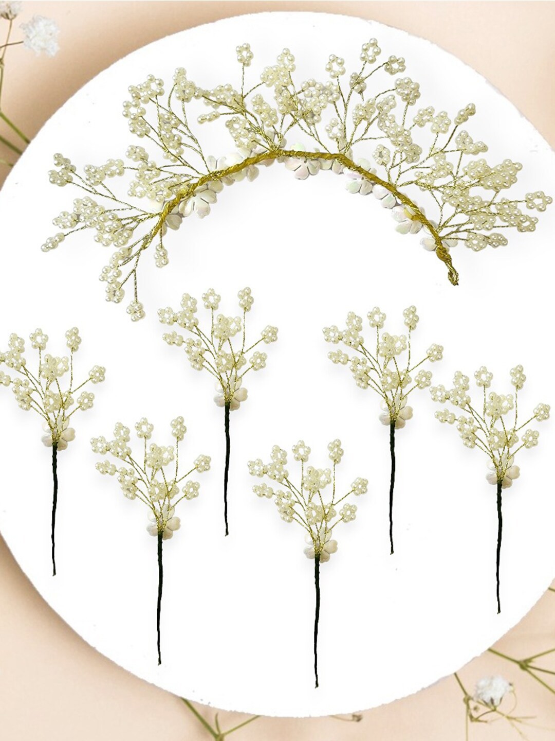 

Hair Flare Set of 7 Embellished Comb Pin, Gold