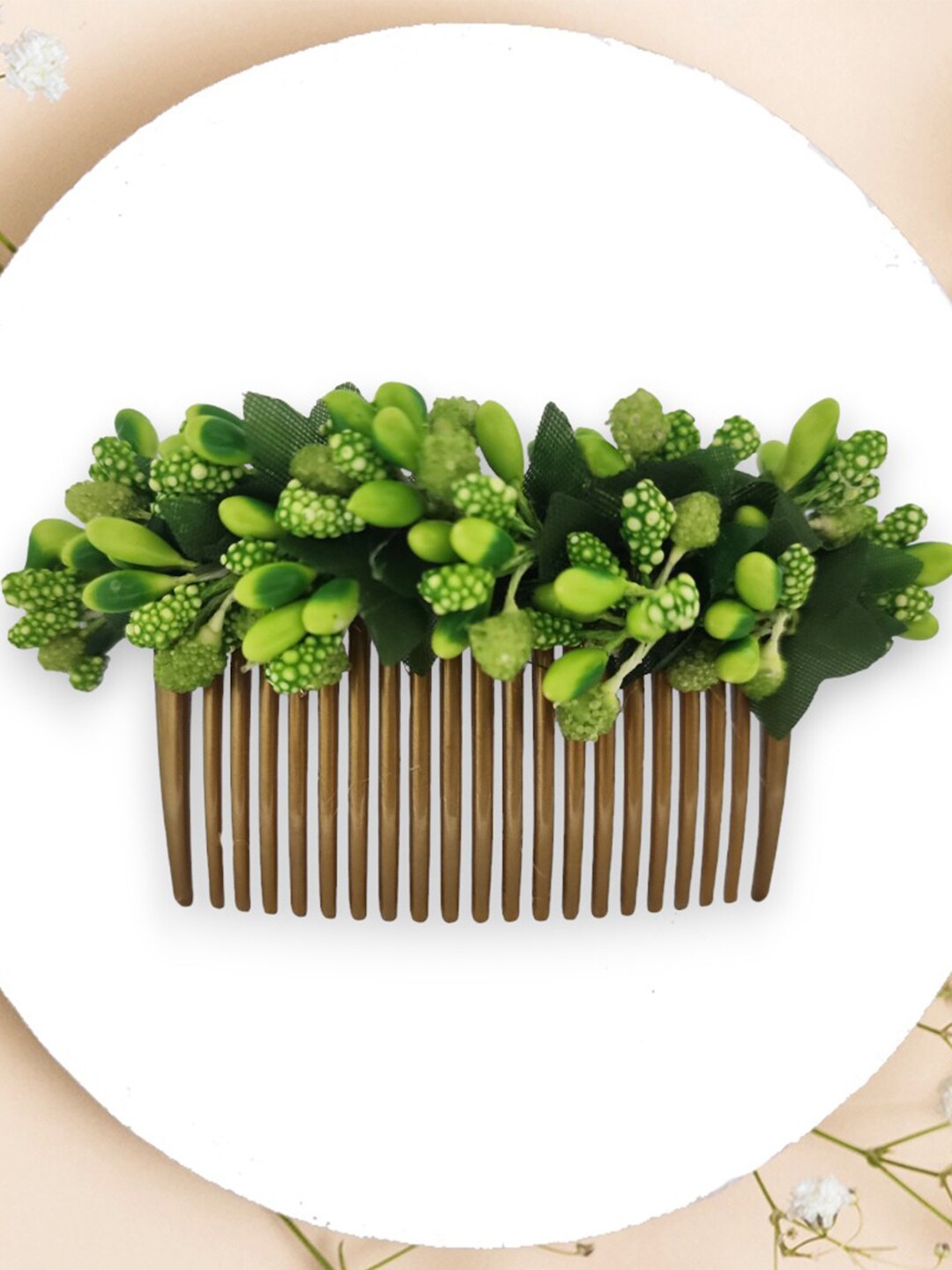 

Hair Flare Women Embellished Comb Pin, Green