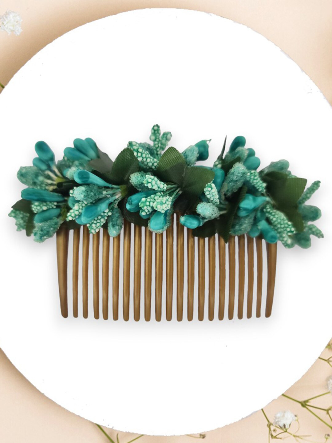 

Hair Flare Women Embellished Comb Pin, Turquoise blue