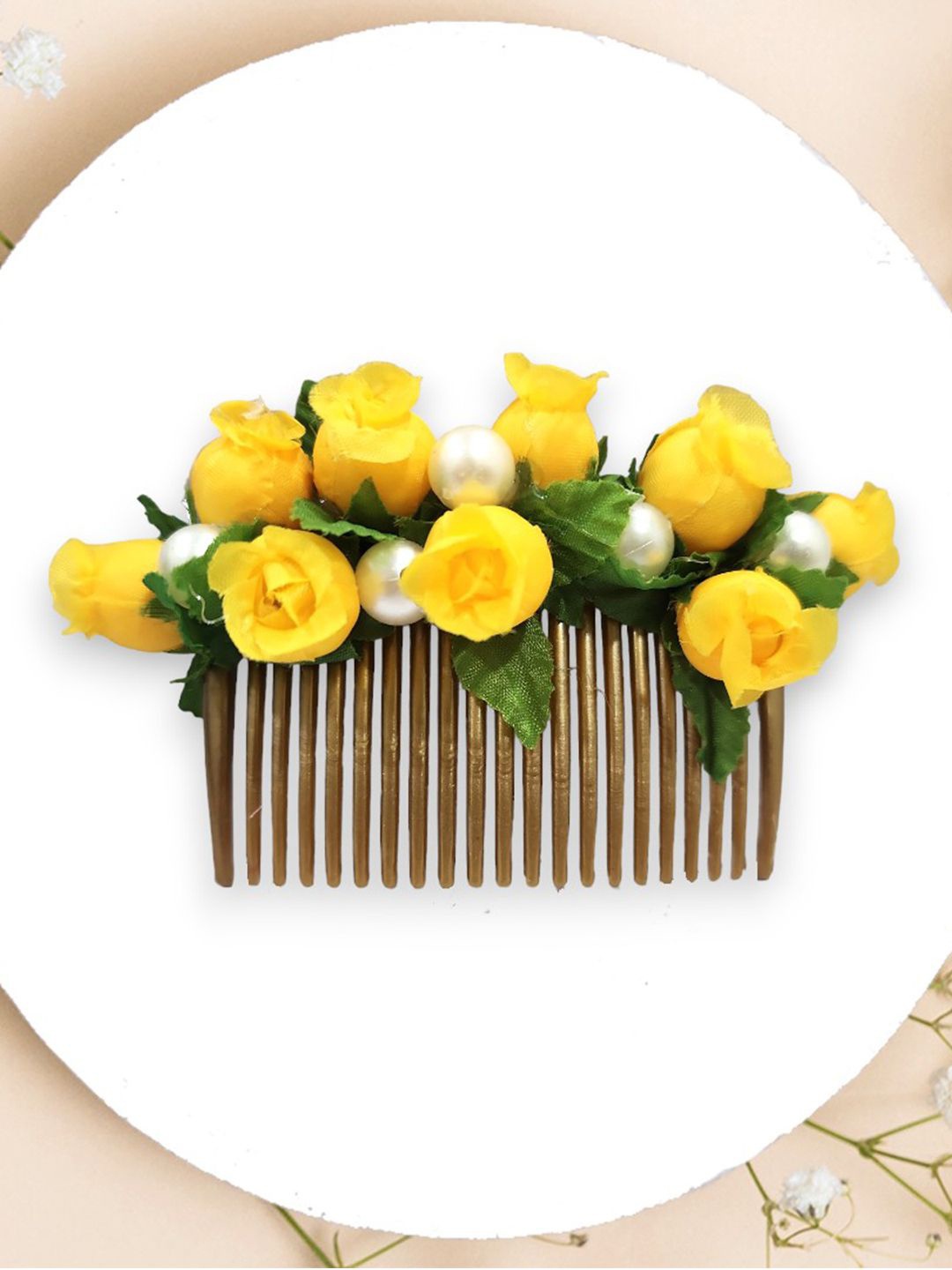 

Hair Flare Women Embellished Comb Pin, Yellow