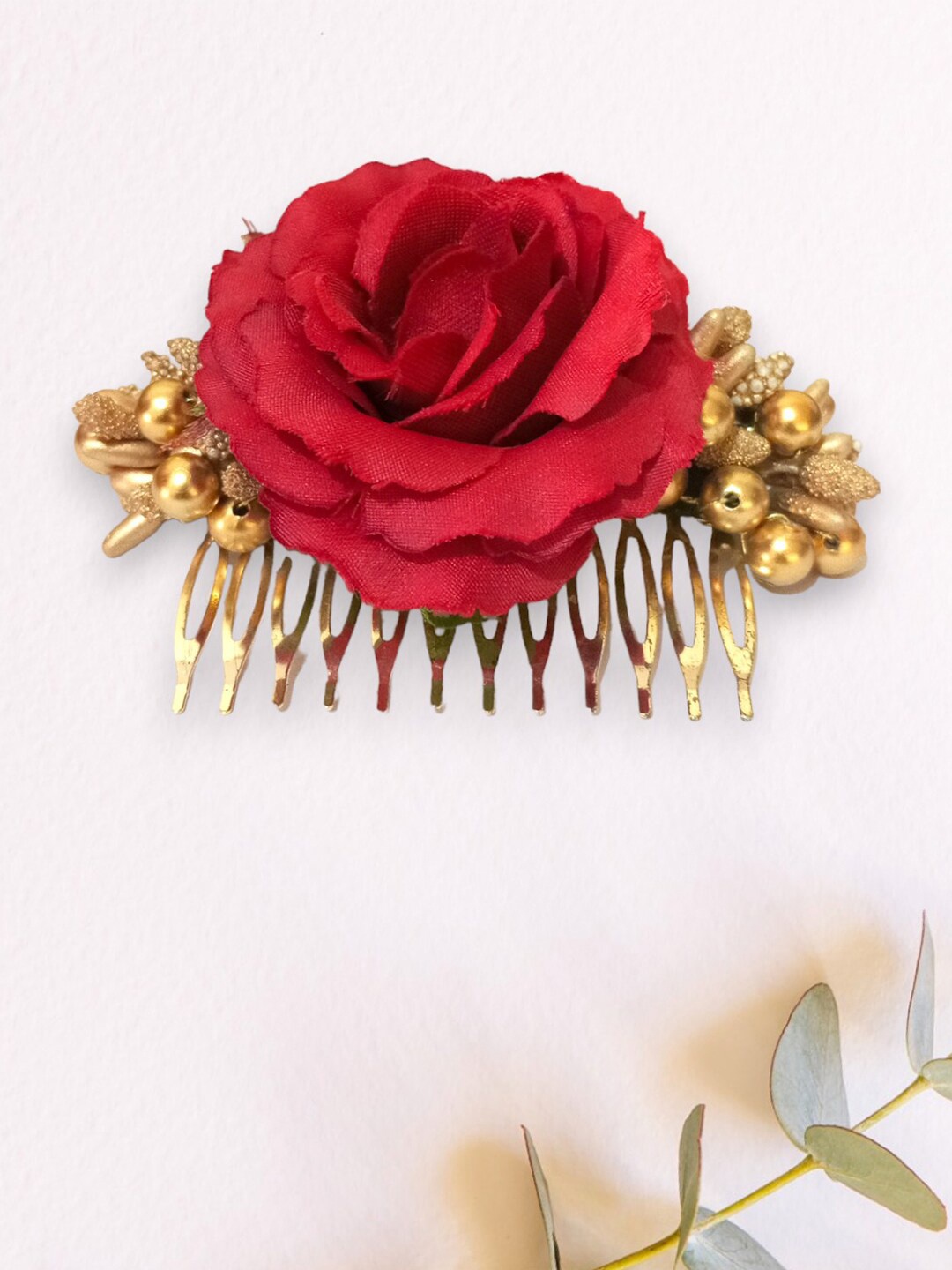 

Hair Flare Women Embellished Comb Pin, Red