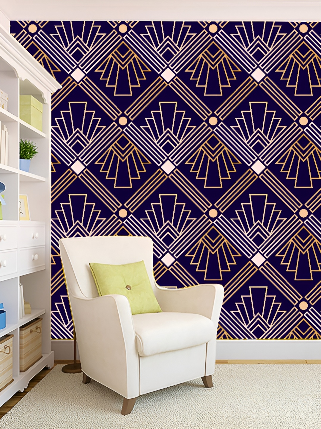 

KSHIRSA Navy Blue & Yellow Printed Self-Adhesive 3D Wallpaper