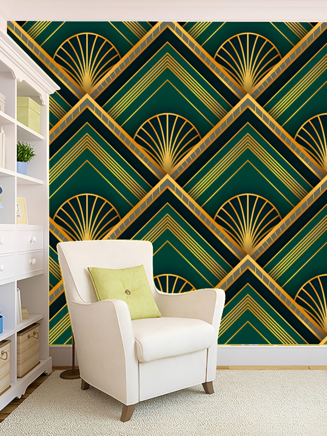 

KSHIRSA Green & Yellow 3D Printed Self Adhesive Wall Sticker