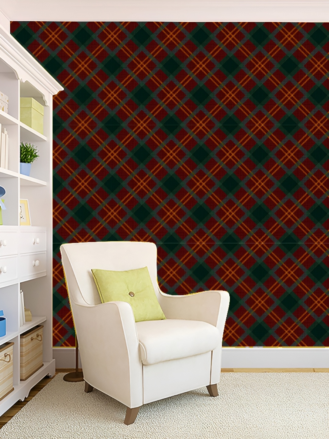 

KSHIRSA Maroon & Green Printed Self-Adhesive 3D Wallpaper