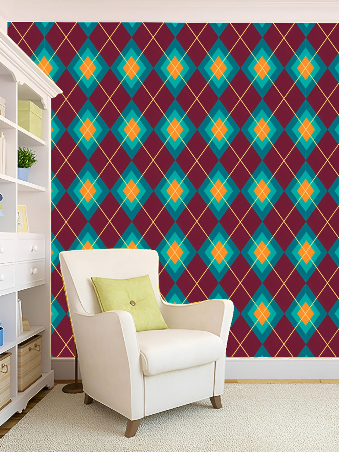 

KSHIRSA Maroon & Green Printed Self-Adhesive 3D Wallpaper