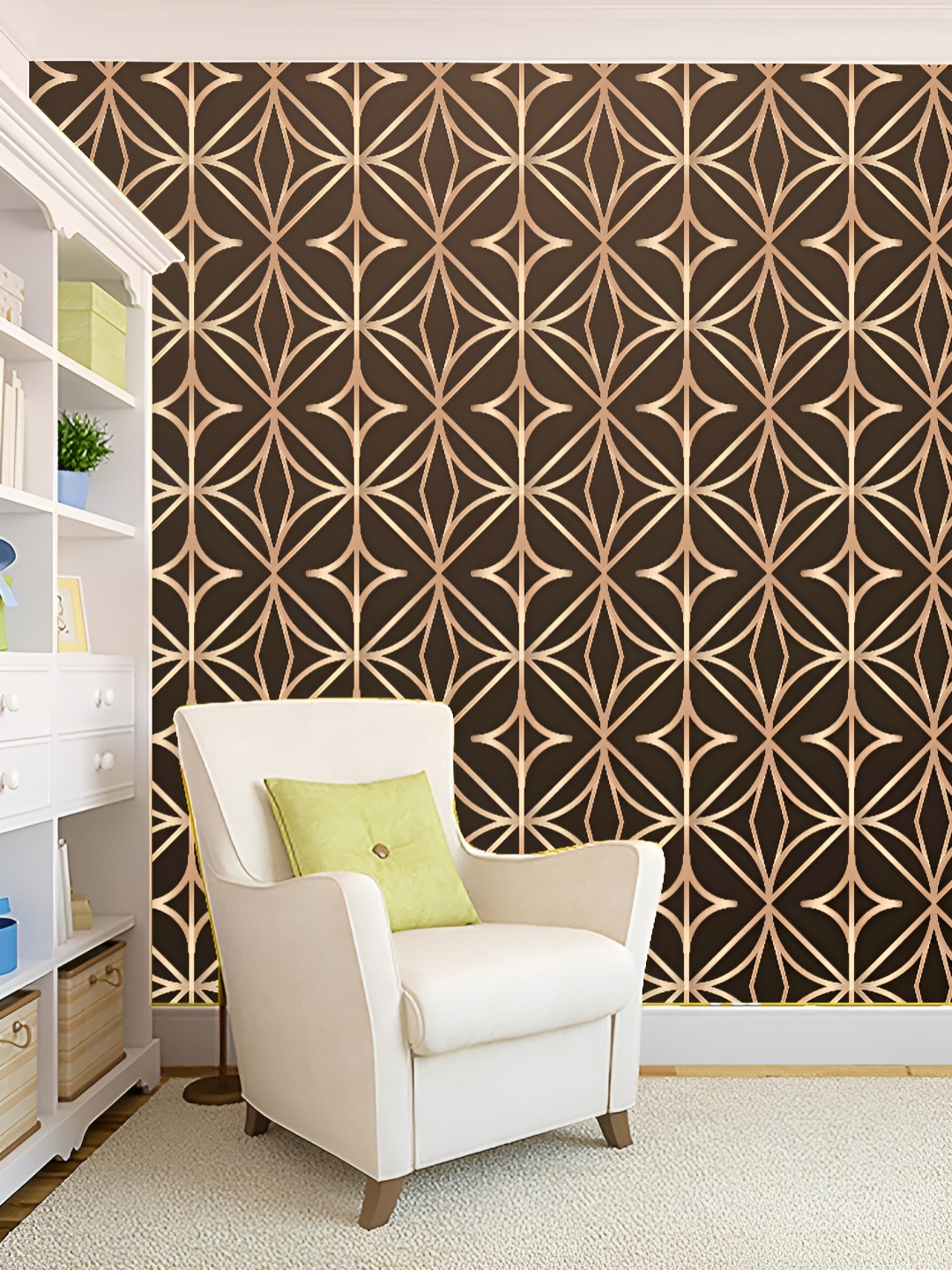 

KSHIRSA Brown Printed Self-Adhesive 3D Wallpaper