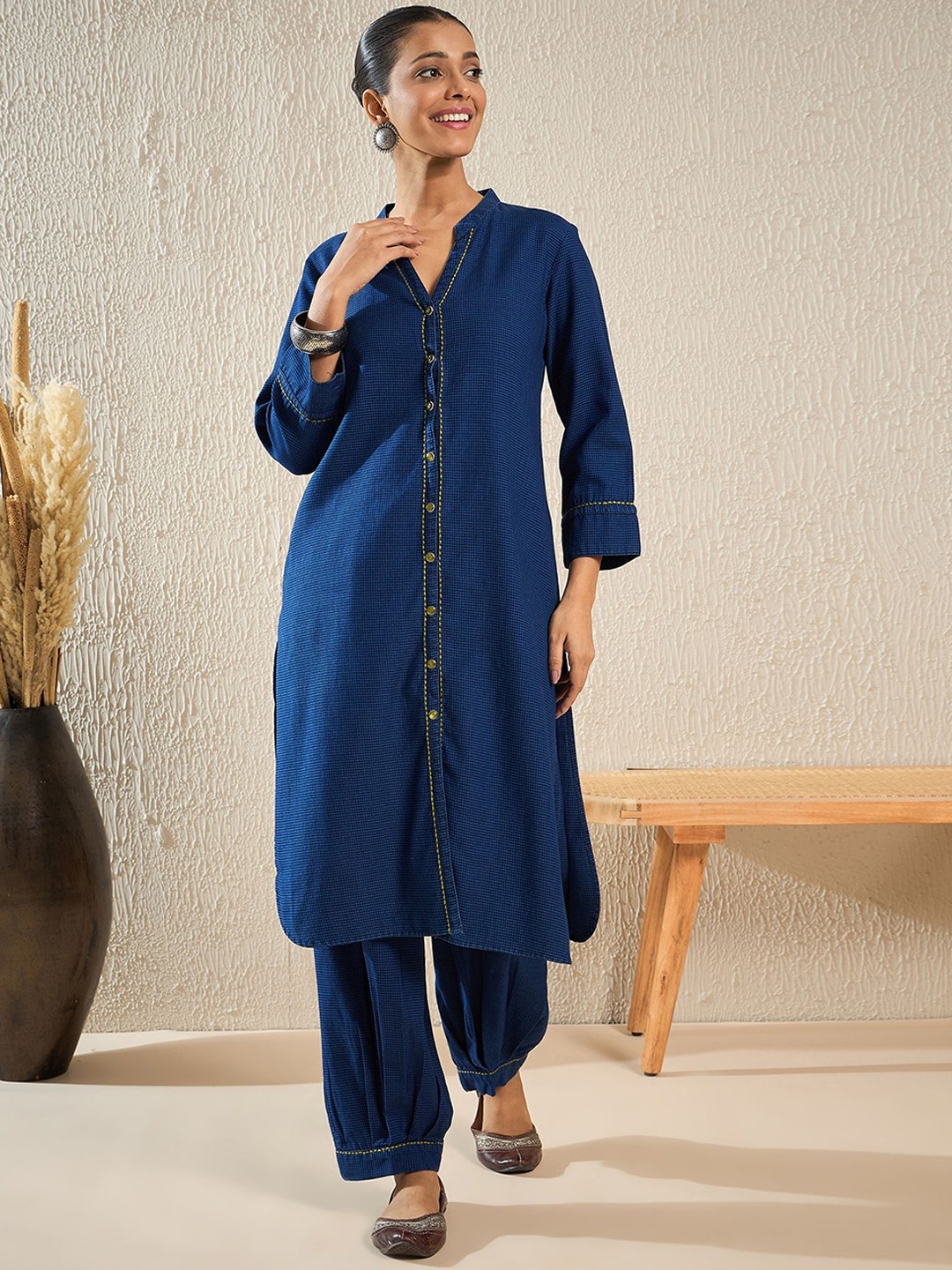 

STADO Women Self Design Regular Kurta with Salwar, Blue