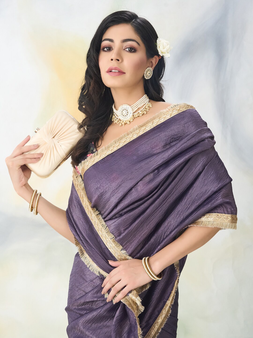 

kasee Organza Saree, Purple