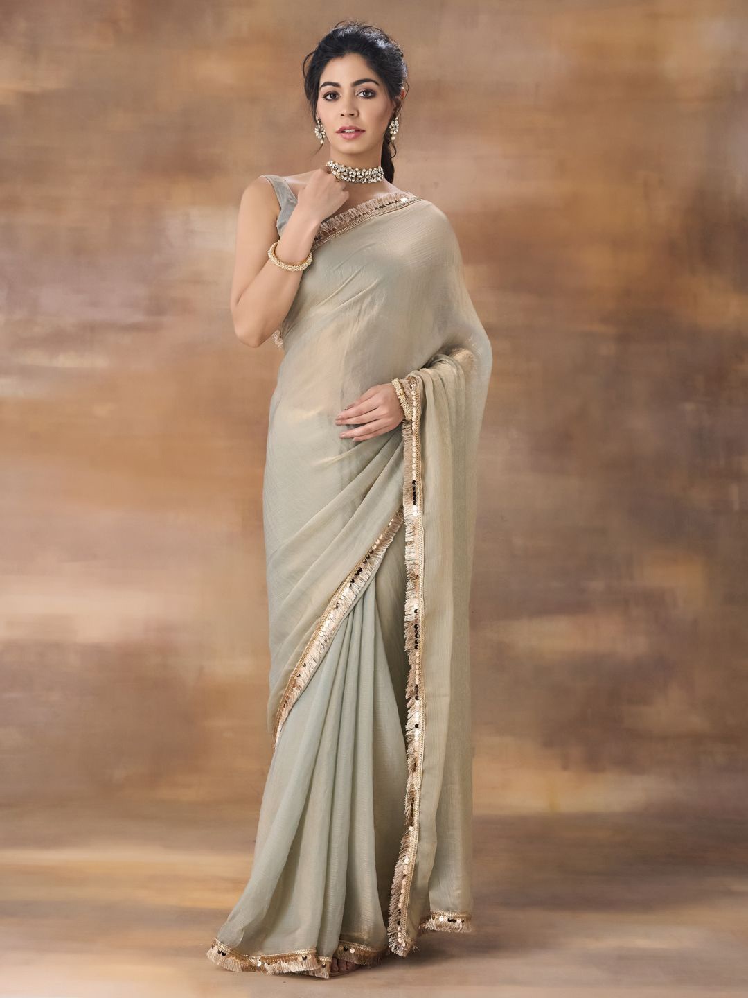 

kasee Silk Embellished Saree, Grey