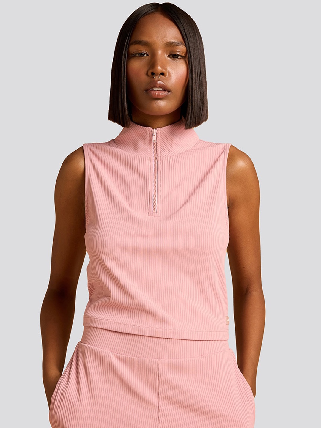 

Muvazo Ribbed Top With Trousers Co-Ords, Pink