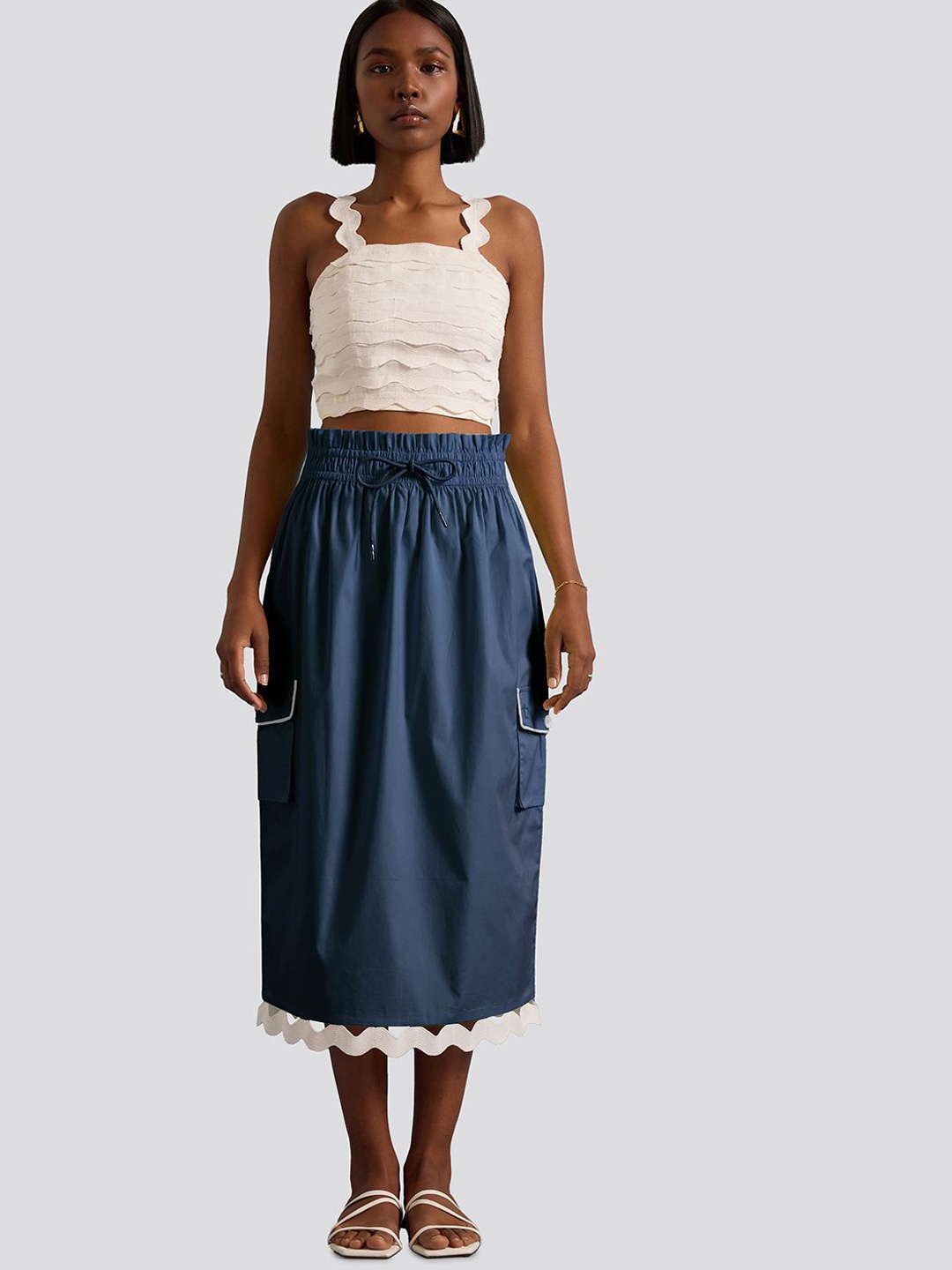 

Muvazo Sleeveless Top & Skirt Co-Ord Set, Blue