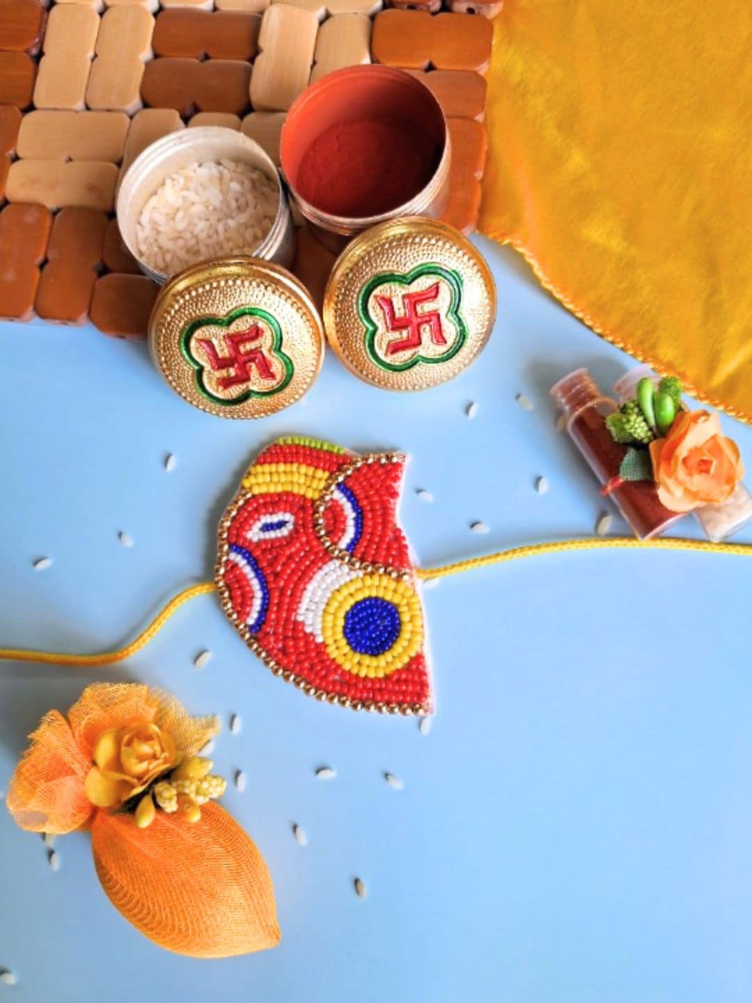 

Sangria 2-Pcs Beaded Wraparound Rakhi, Red