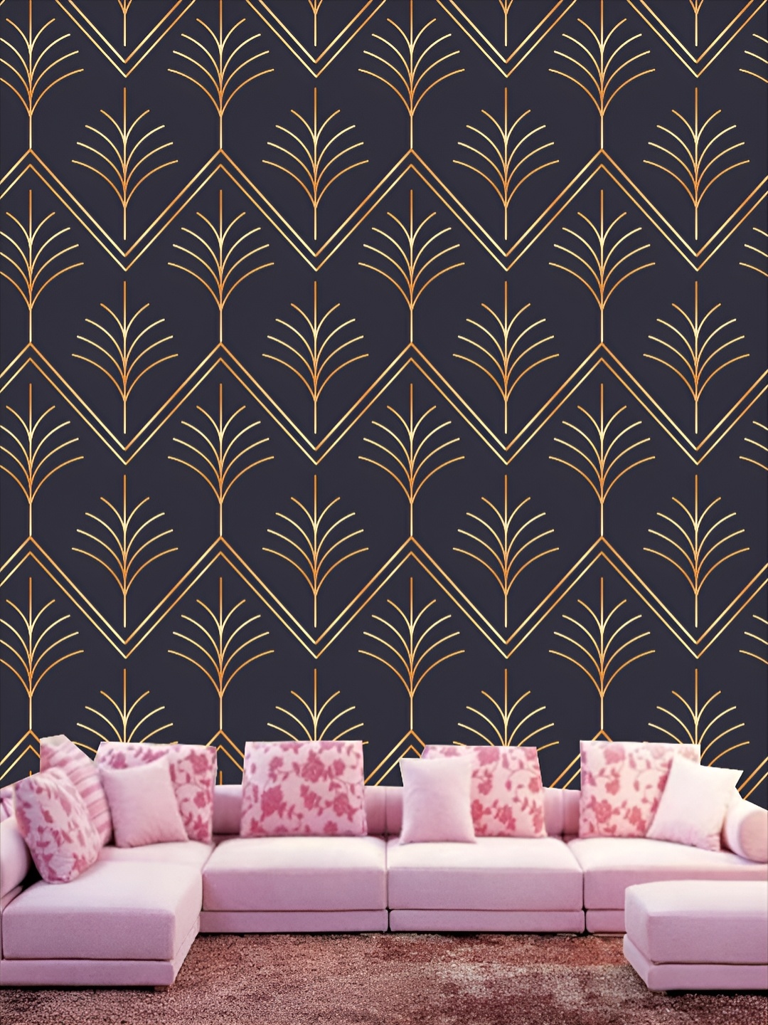 

KSHIRSA Black & Gold Printed Self-Adhesive 3D Wallpaper