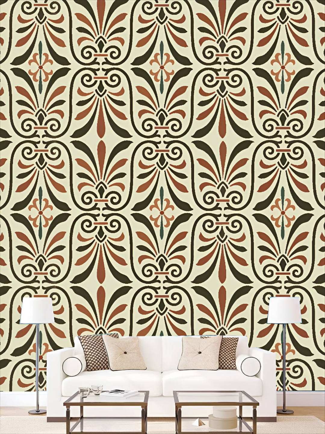 

KSHIRSA Cream Colored & Brown Printed Self-Adhesive 3D Wallpaper
