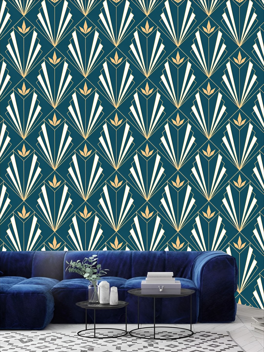 

KSHIRSA Teal Wall Panels Printed Self-Adhesive 3D Wallpaper