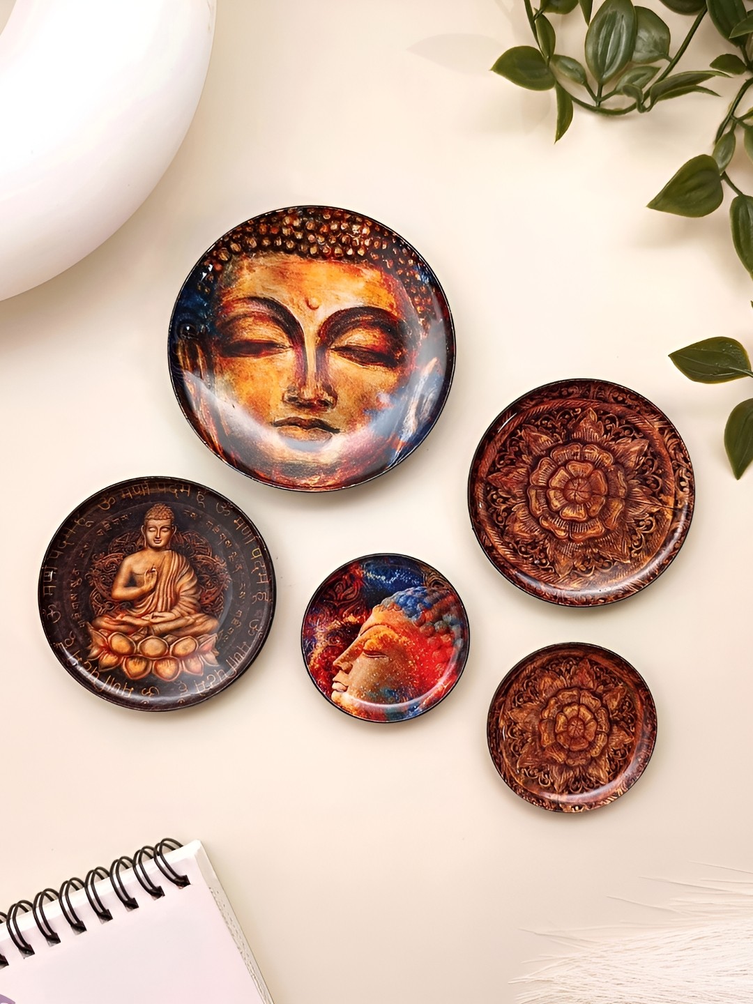 

Ritualistic Brown Metal Wall Decor Plate, Multi
