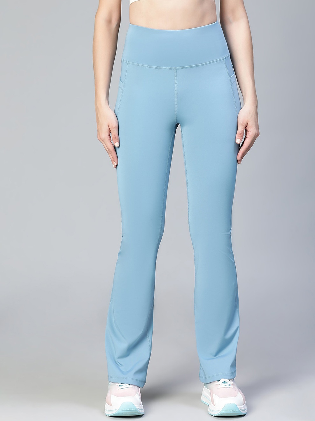 

ATHLISIS Women Bootcut-Fit Dry Fit Track Pants, Blue