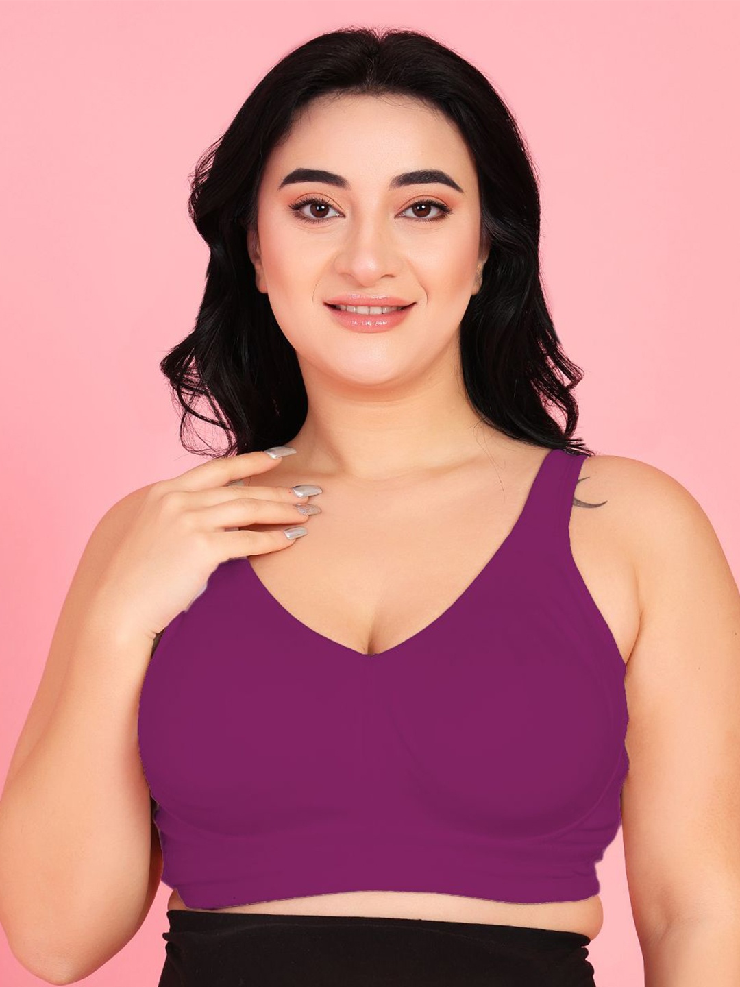 

Curvy Love Women Solid Full coverage Non Padded Bra, Purple