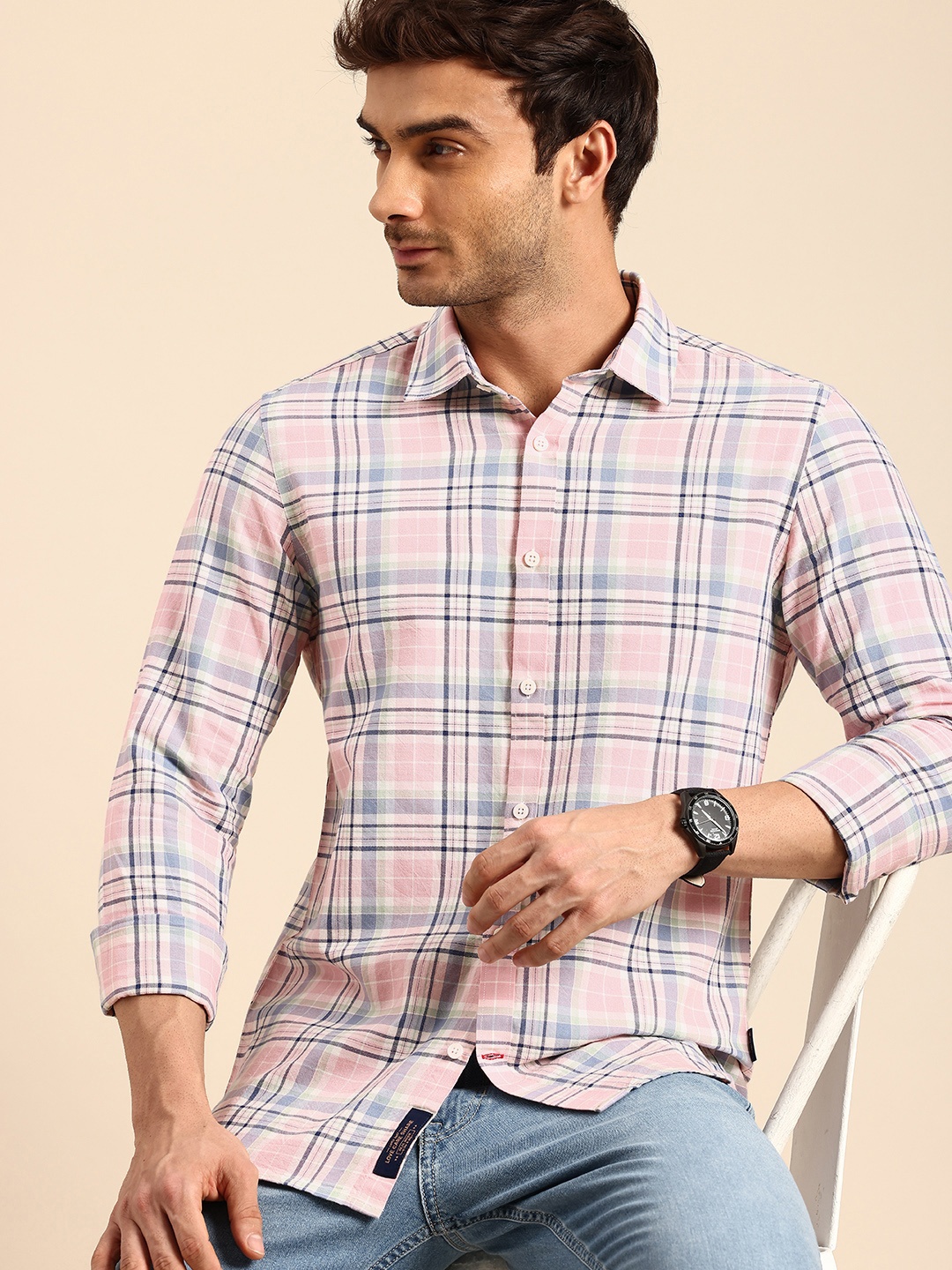 

Being Human Tartan Checked Slim Fit Opaque Pure Cotton Casual Shirt, Multi