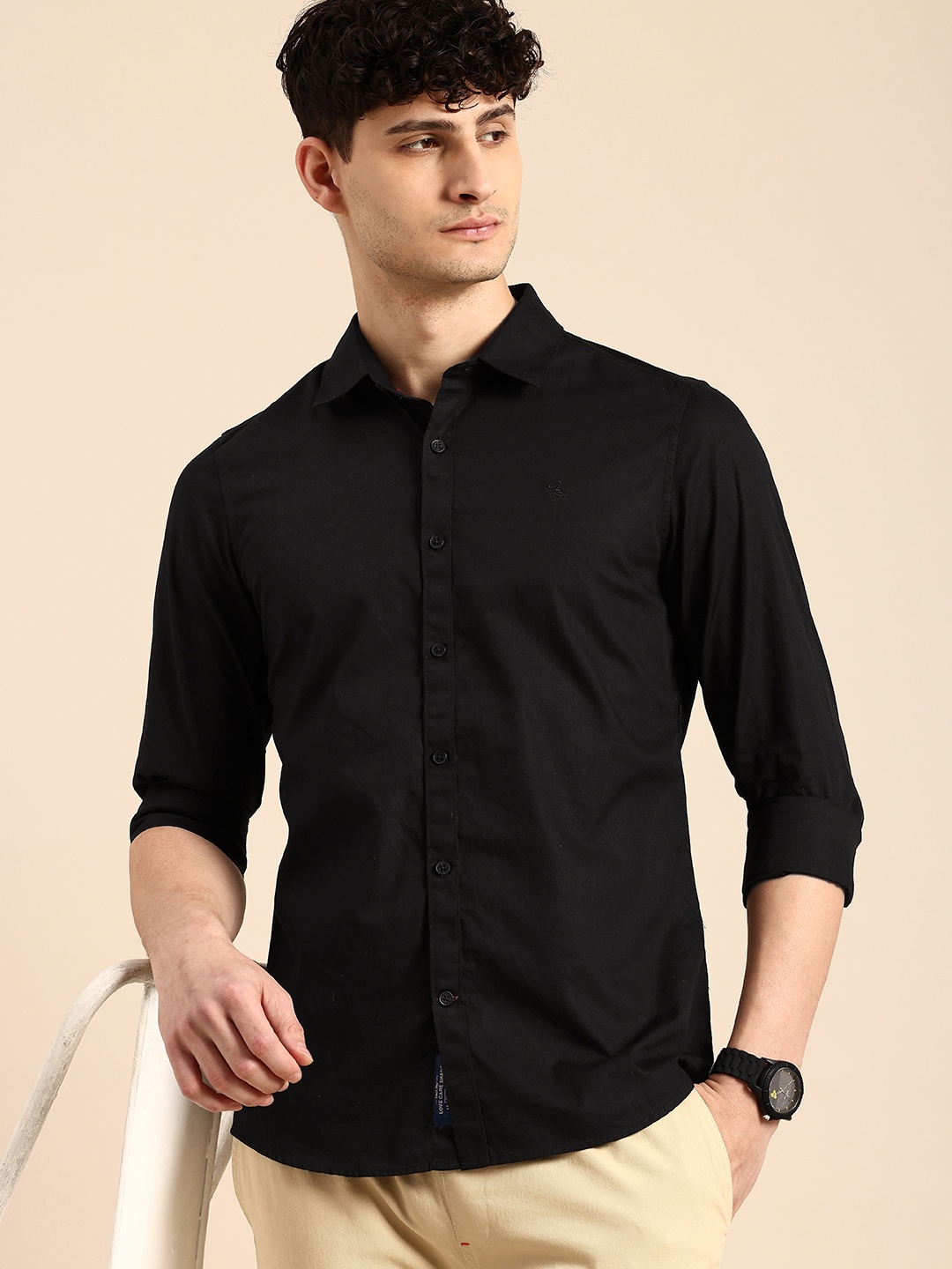 

Being Human Slim Fit Opaque Pure Cotton Casual Shirt, Black