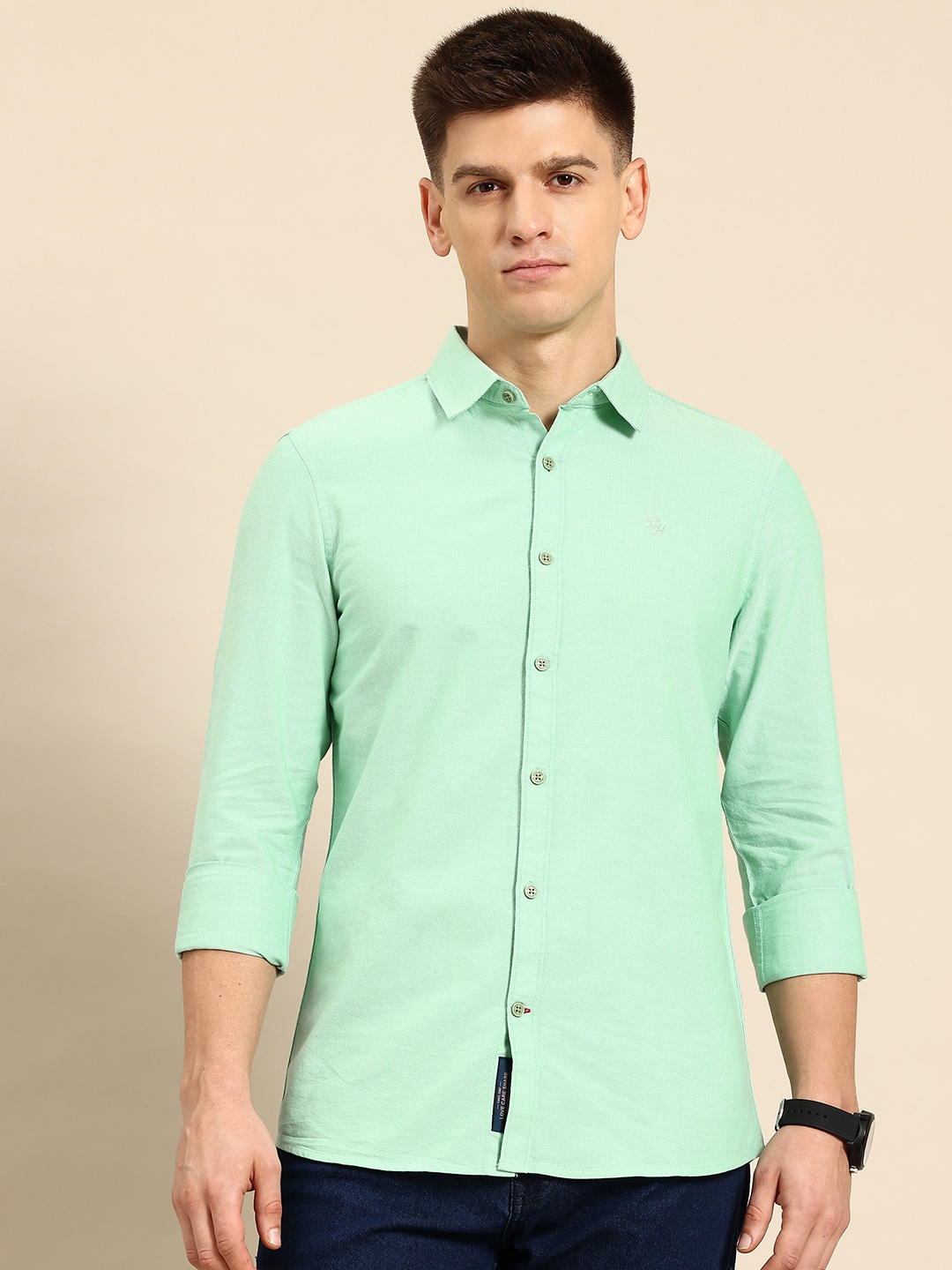 

Being Human Pure Cotton Slim Fit Casual Shirt, Green
