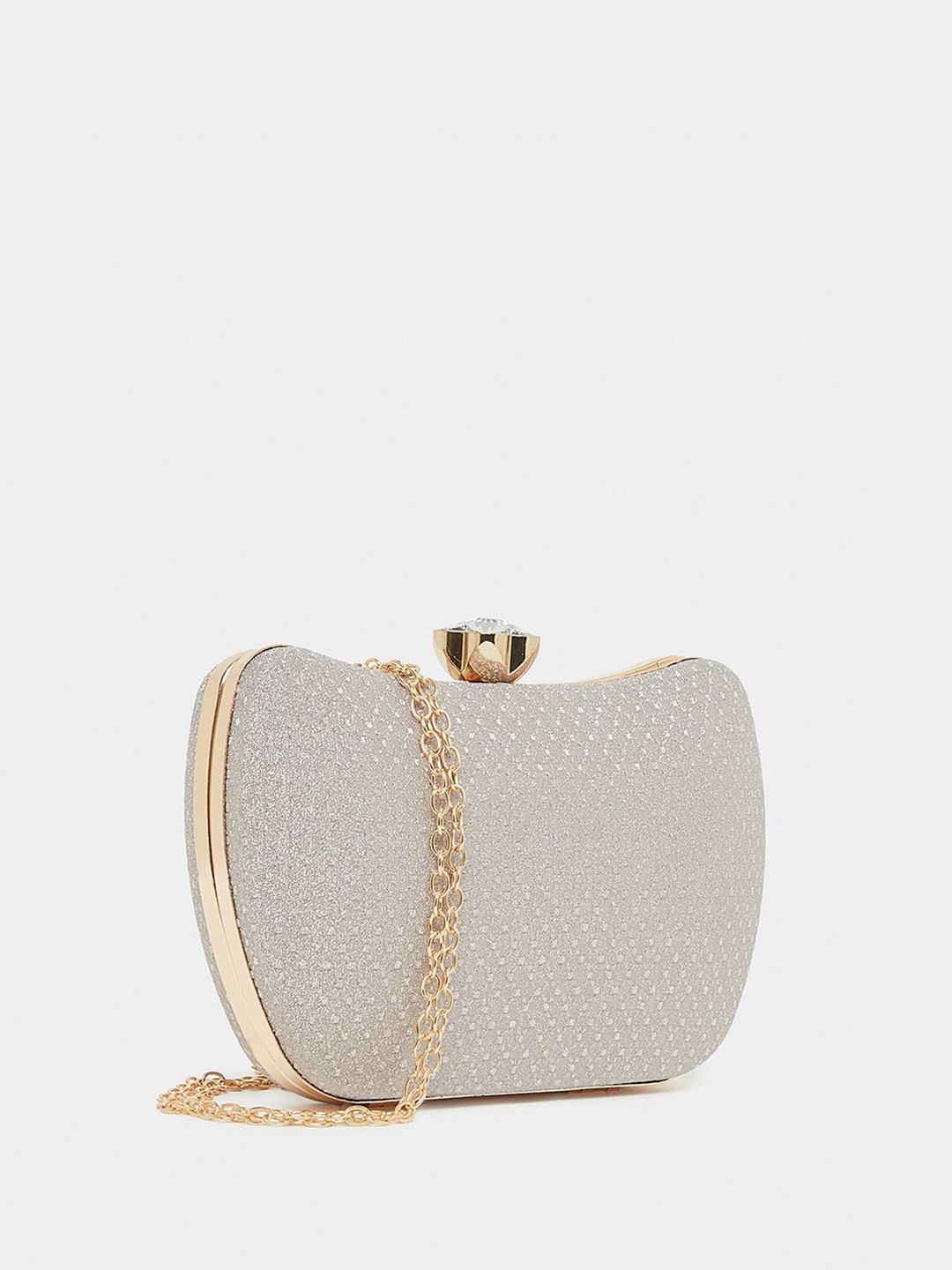 

Styli Women Textured Box Clutch, Gold
