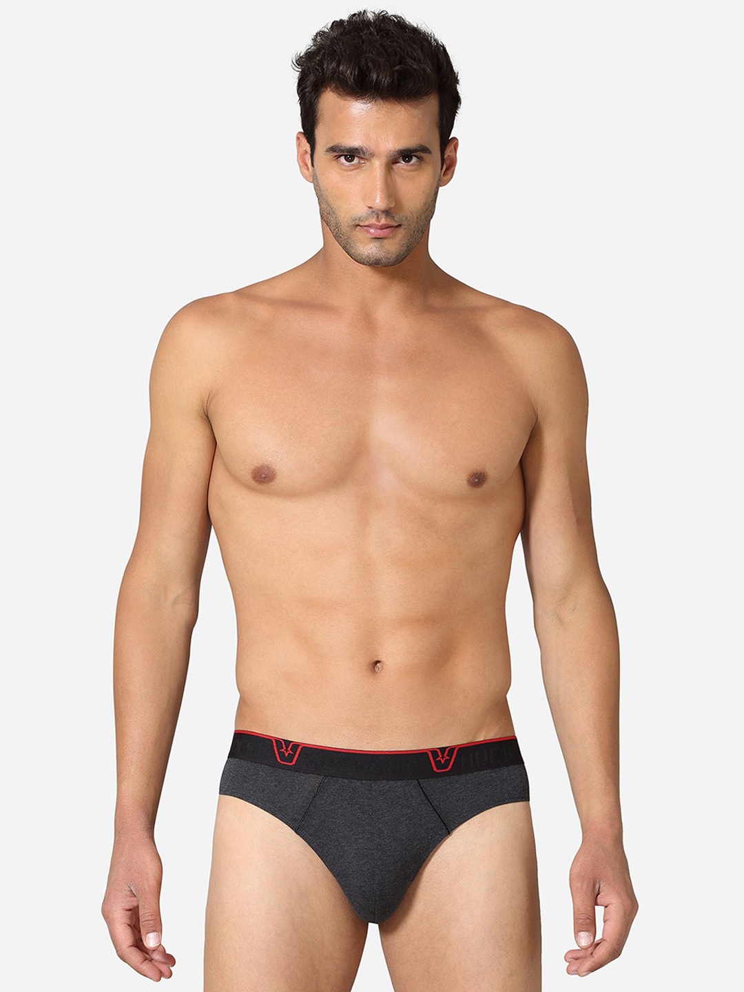 

VStar Men Low Rise Basic Briefs LEO NEO-CHARCOAL_MELANGE, Grey melange