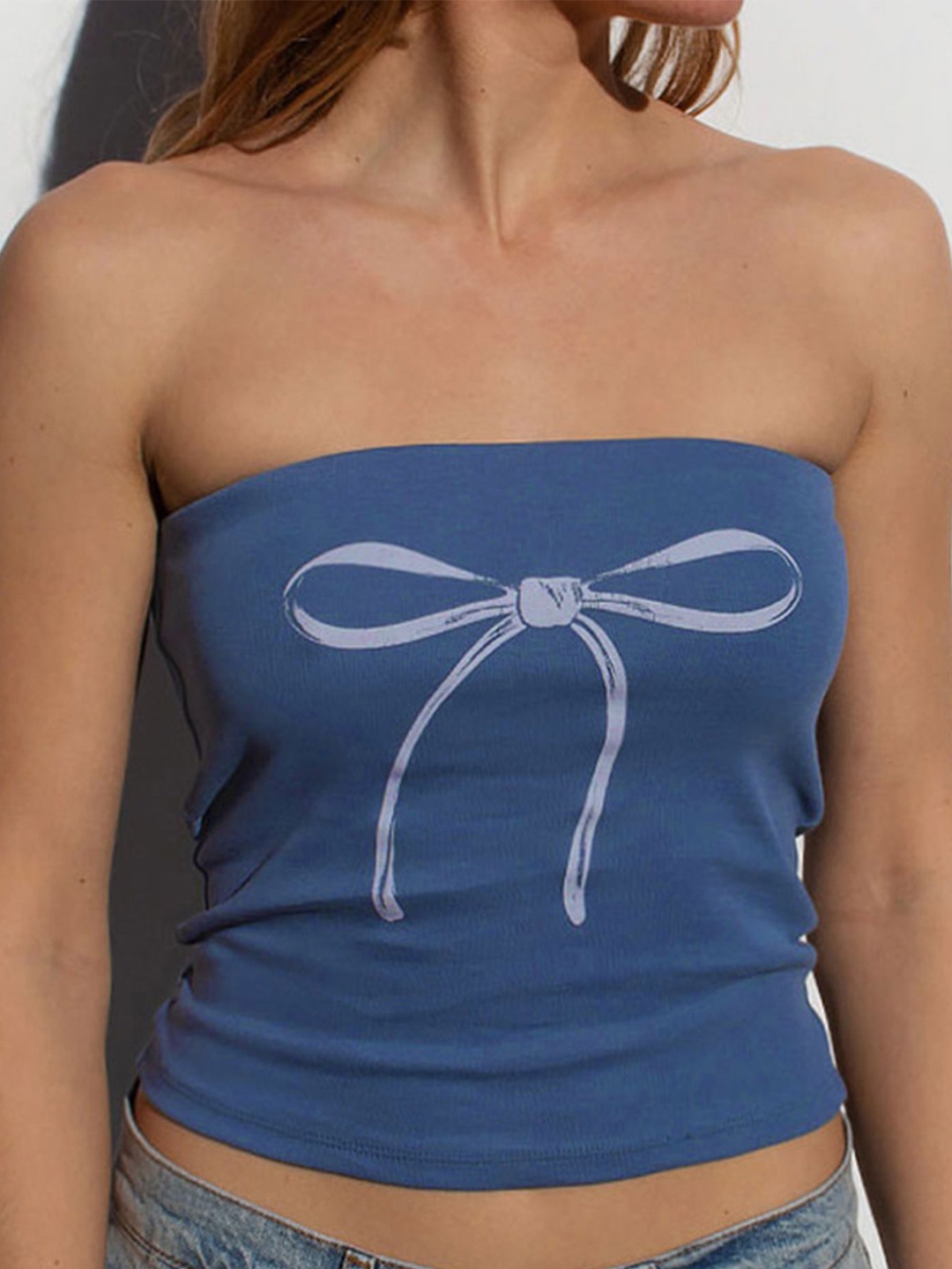 

LULU & SKY Tube Crop Top, Blue
