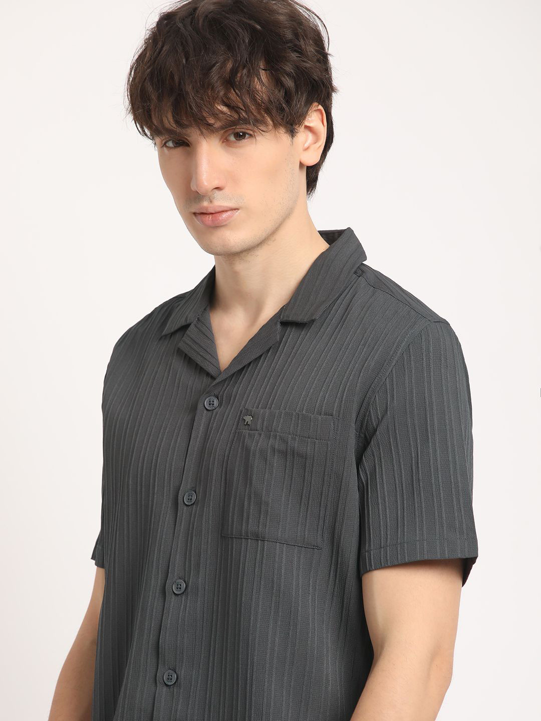 

THE BEAR HOUSE Men Striped Regular Fit Casual Shirt, Grey