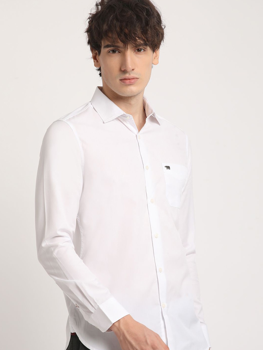 

THE BEAR HOUSE Men Solid Tailored Fit Formal Shirt, White