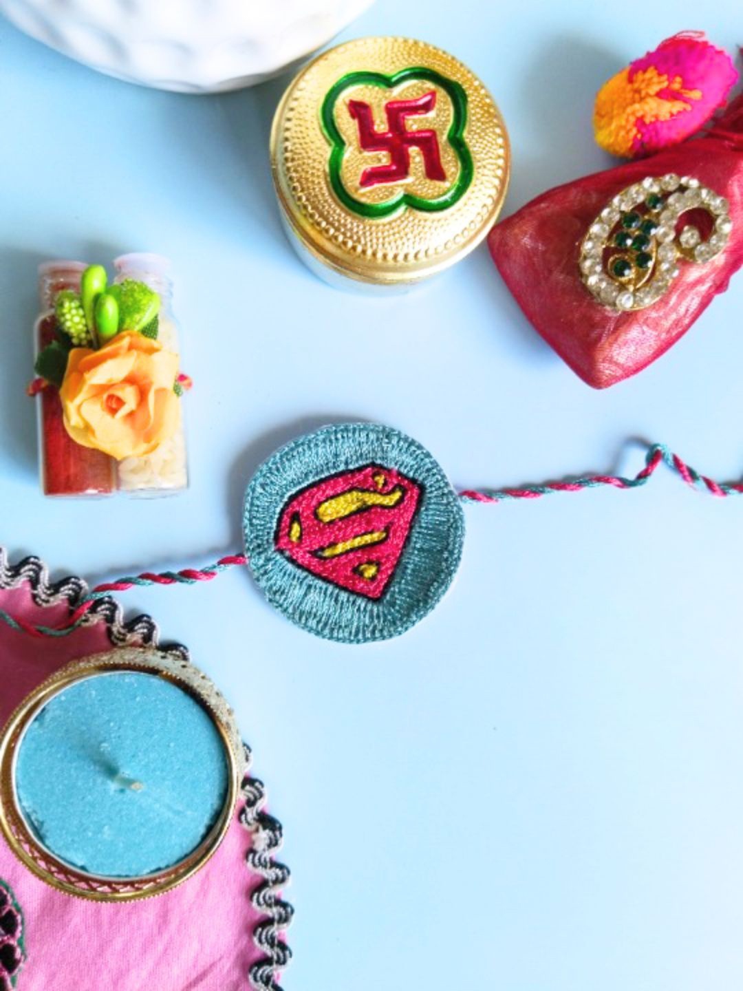 

Kook N Keech Kids Set Of 2 Blue Batman Superman Thread Rakhi