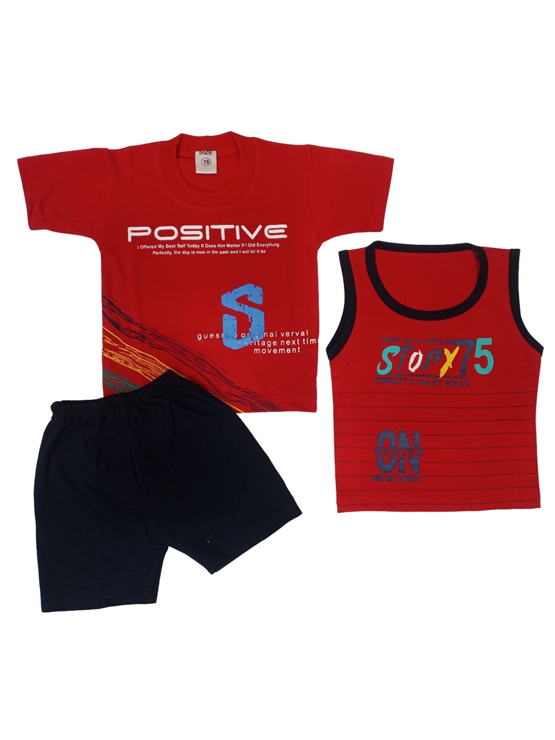 

Pankhu Unisex Kids T-shirt with Shorts, Red