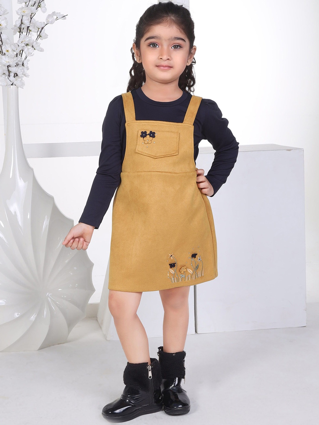 

Peppermint Girls Printed Pinafore Dress, Mustard