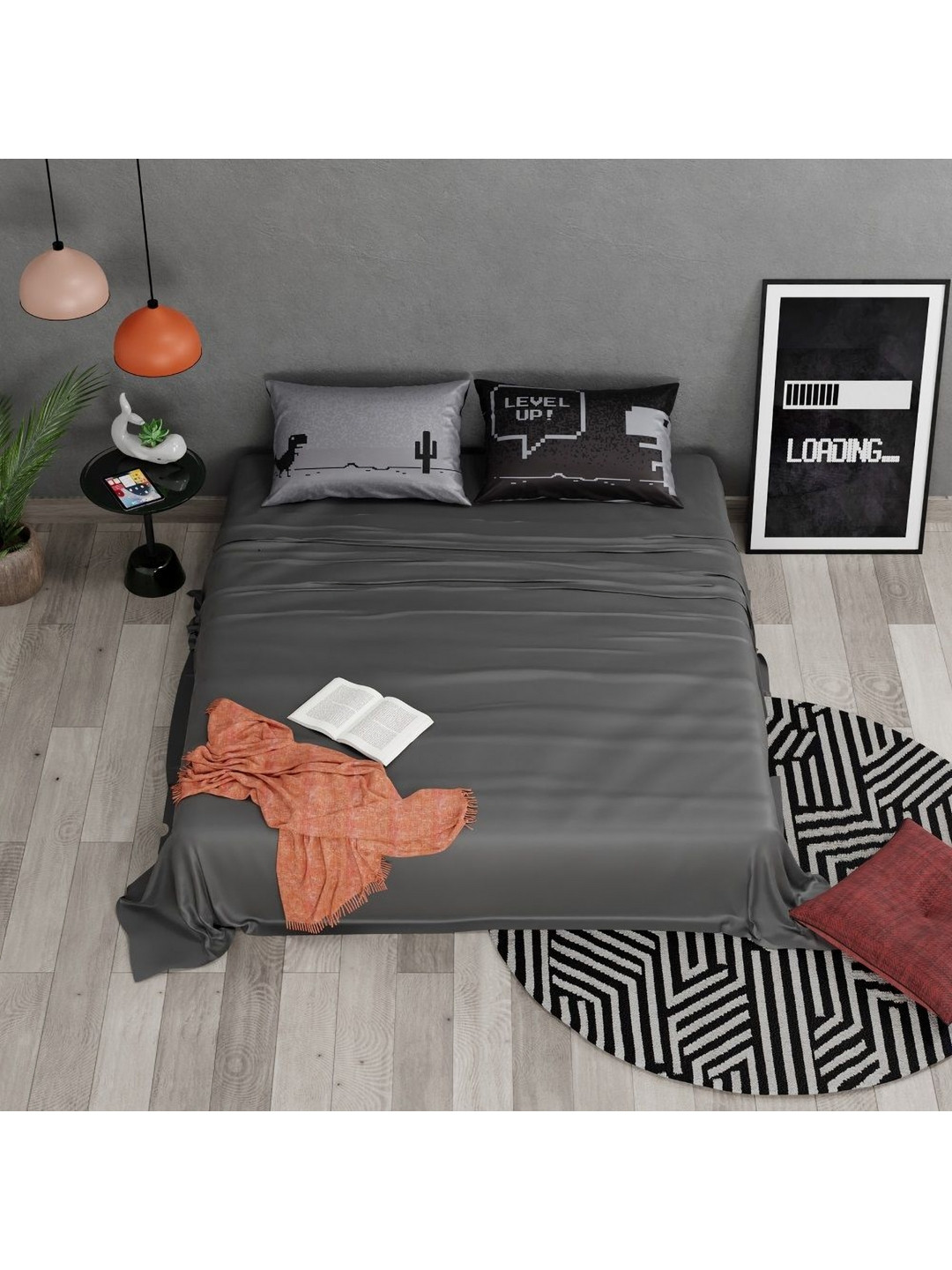 

QuirkLoom Grey 300 TC Double Bedsheet with 2 Pillow Covers
