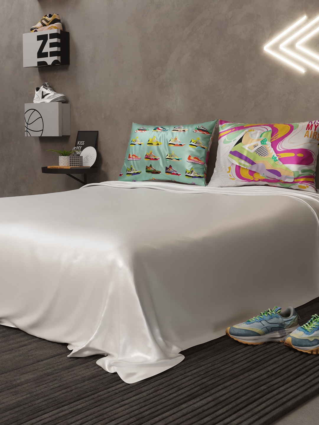 

QuirkLoom Dunk Dreams Plain Sateen Double Bedsheet With 2 Pillow Covers, White