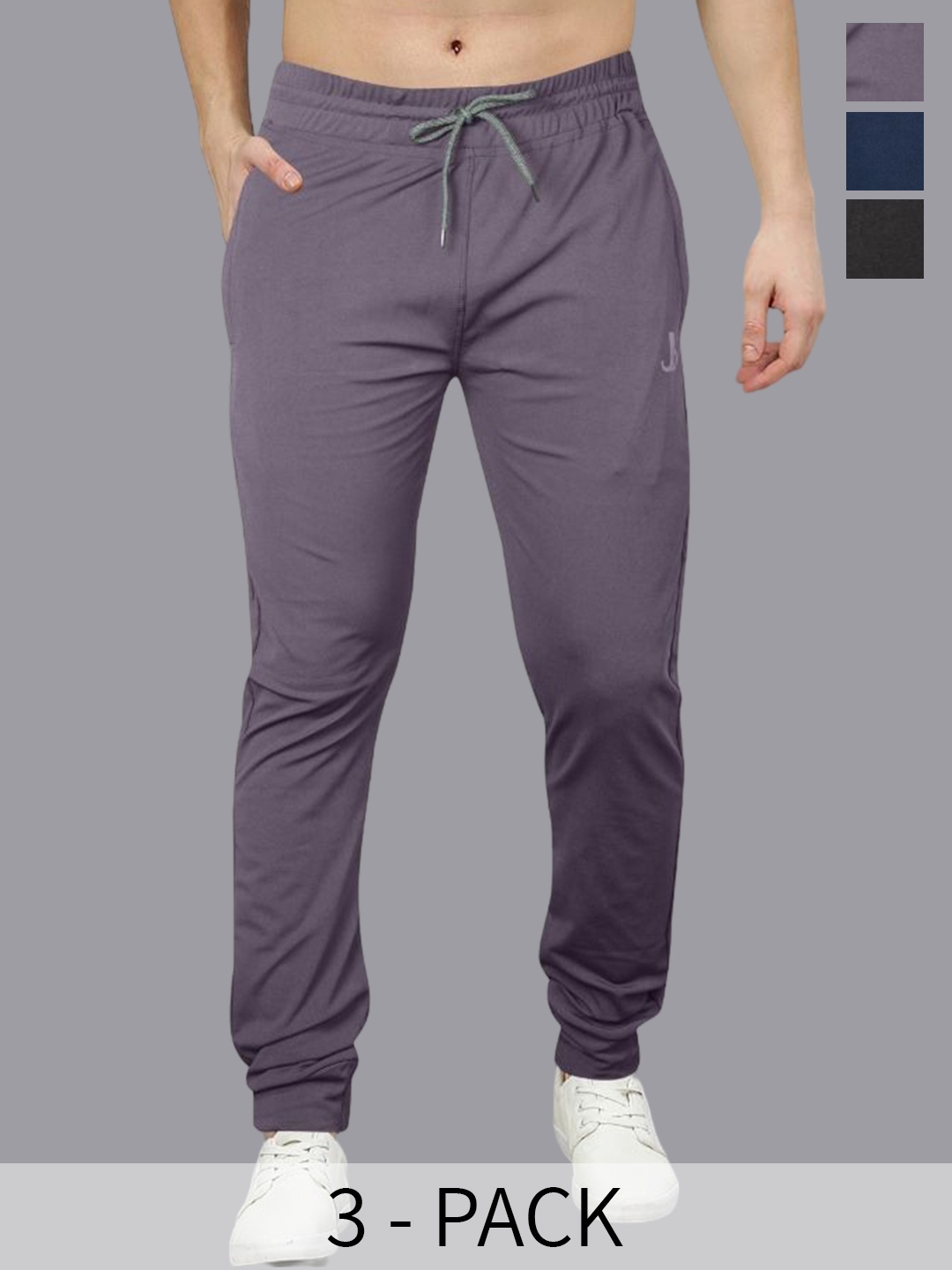 

Jb Just BLACK Men Pack Of 3 Regular Fit Cotton Joggers, Blue