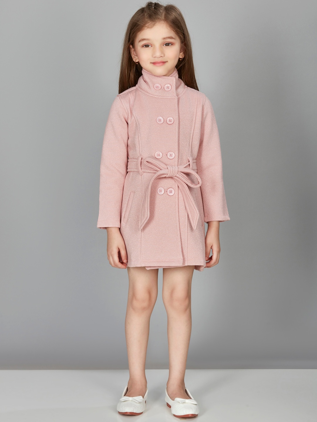 

Peppermint Girls Long Sleeves Overcoat, Peach