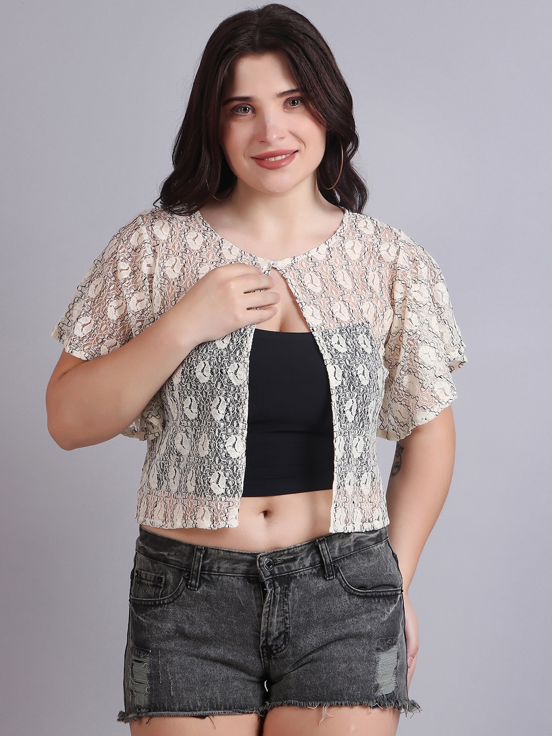 

Dressitude Women Button Shrug, Beige