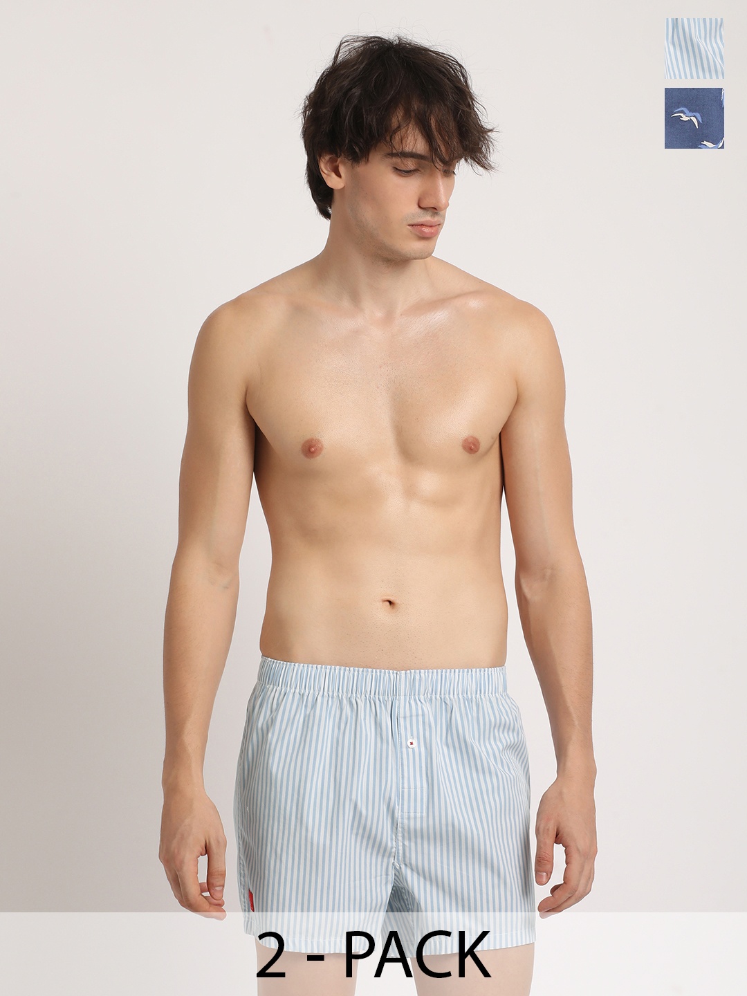 THE BEAR HOUSE Pack Of 2 Assorted Printed Pure Cotton Boxers BOX-GEAGA-AS