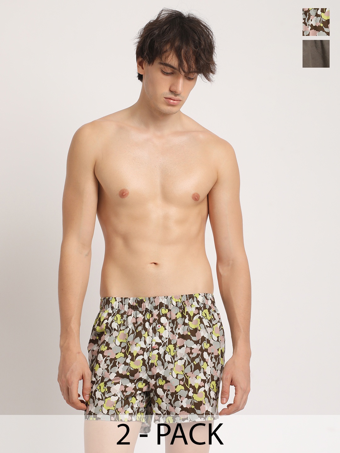

THE BEAR HOUSE Pack Of 2 Printed Pure Cotton Boxers BOX-LIOSA-AS, Brown