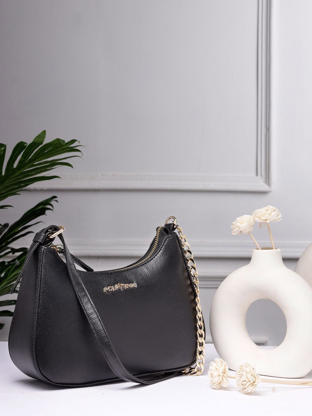 

AQUATAN Textured Structured Sling Bag, Black
